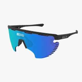 SCICON AEROWING LAMON CARBON MATT Sunglasses - MULTIMIRROR BLUE LENSES