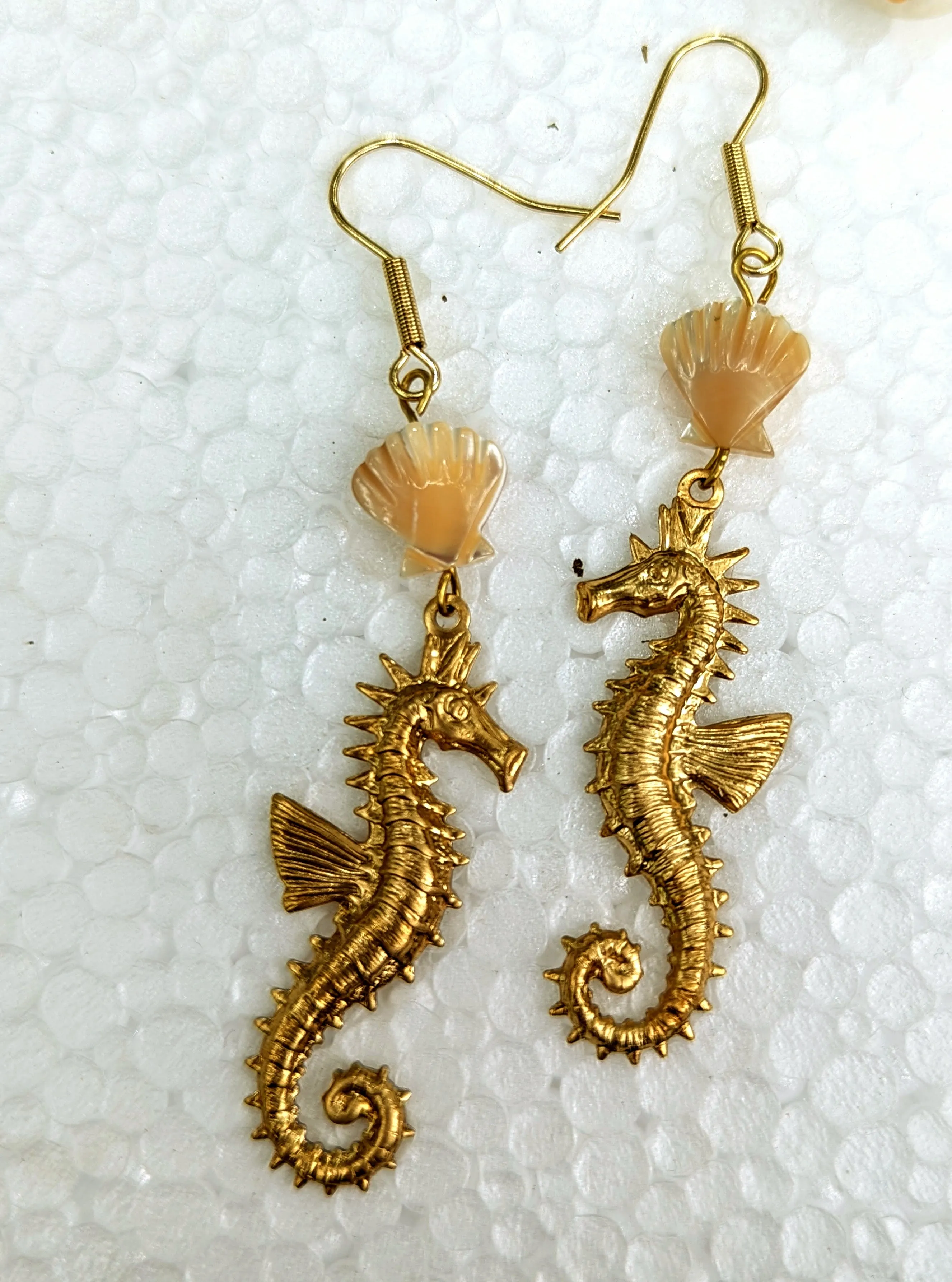 Seahorse MOP Shell Earrings USA Made Sustainable Jewelry Gay Isber Free Gift bag