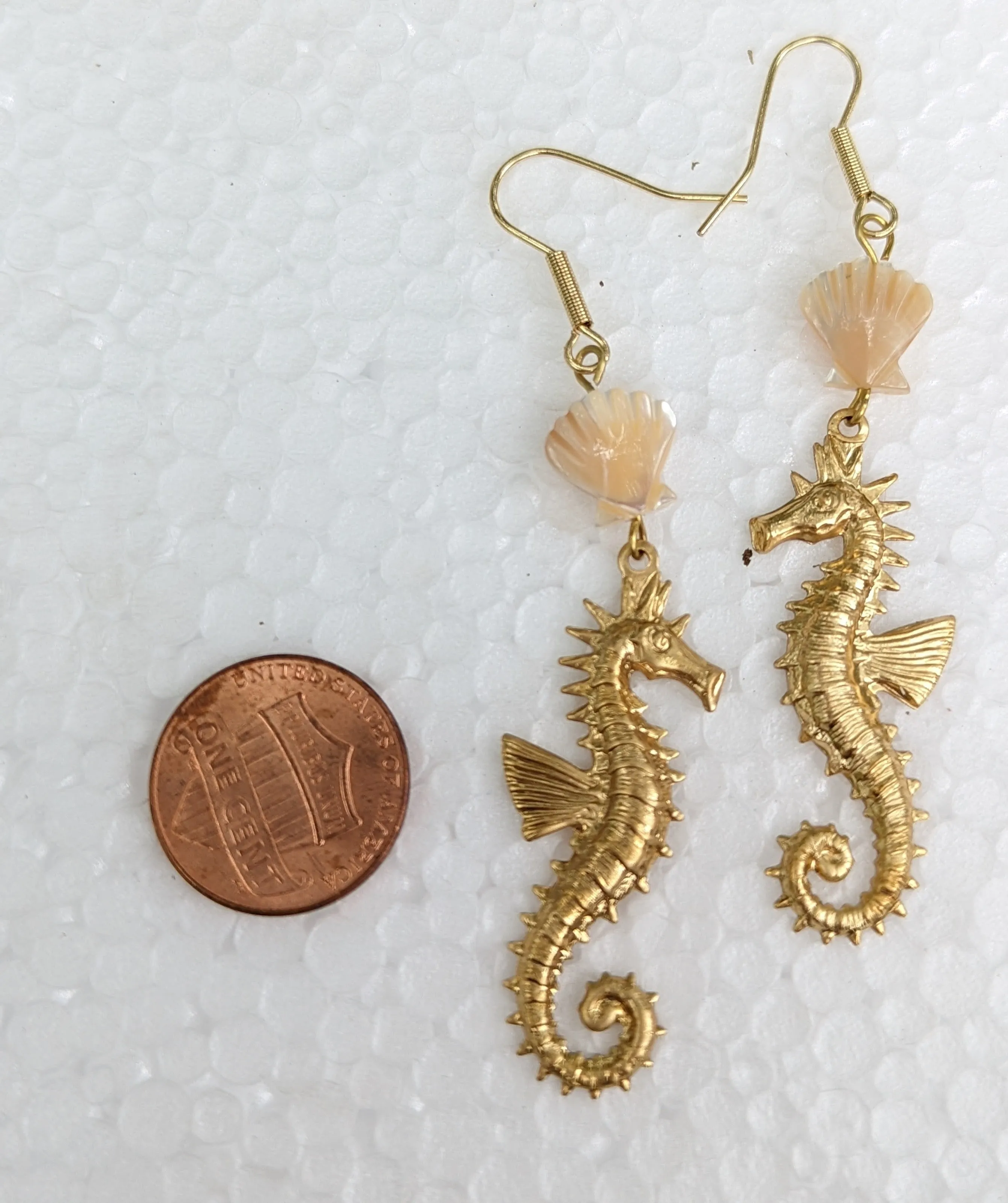 Seahorse MOP Shell Earrings USA Made Sustainable Jewelry Gay Isber Free Gift bag