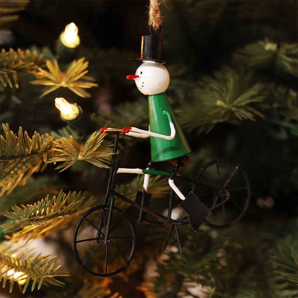Snowman Tour de France  Green Jersey Ornament