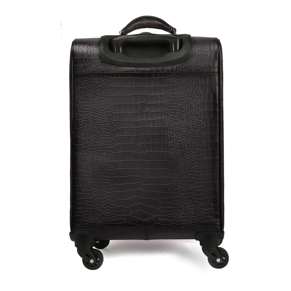 Strolley Quad Wheel Cabin Luggage Smokey Grey Croco Print Leather Bag