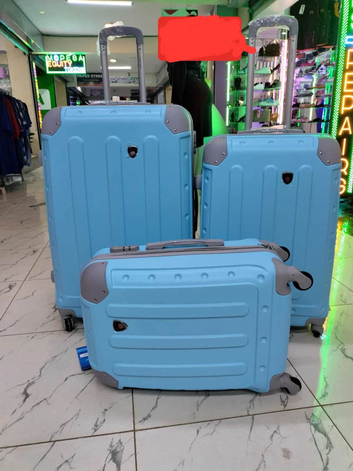 Suitcase 3pc Set (Rubber) - Blue