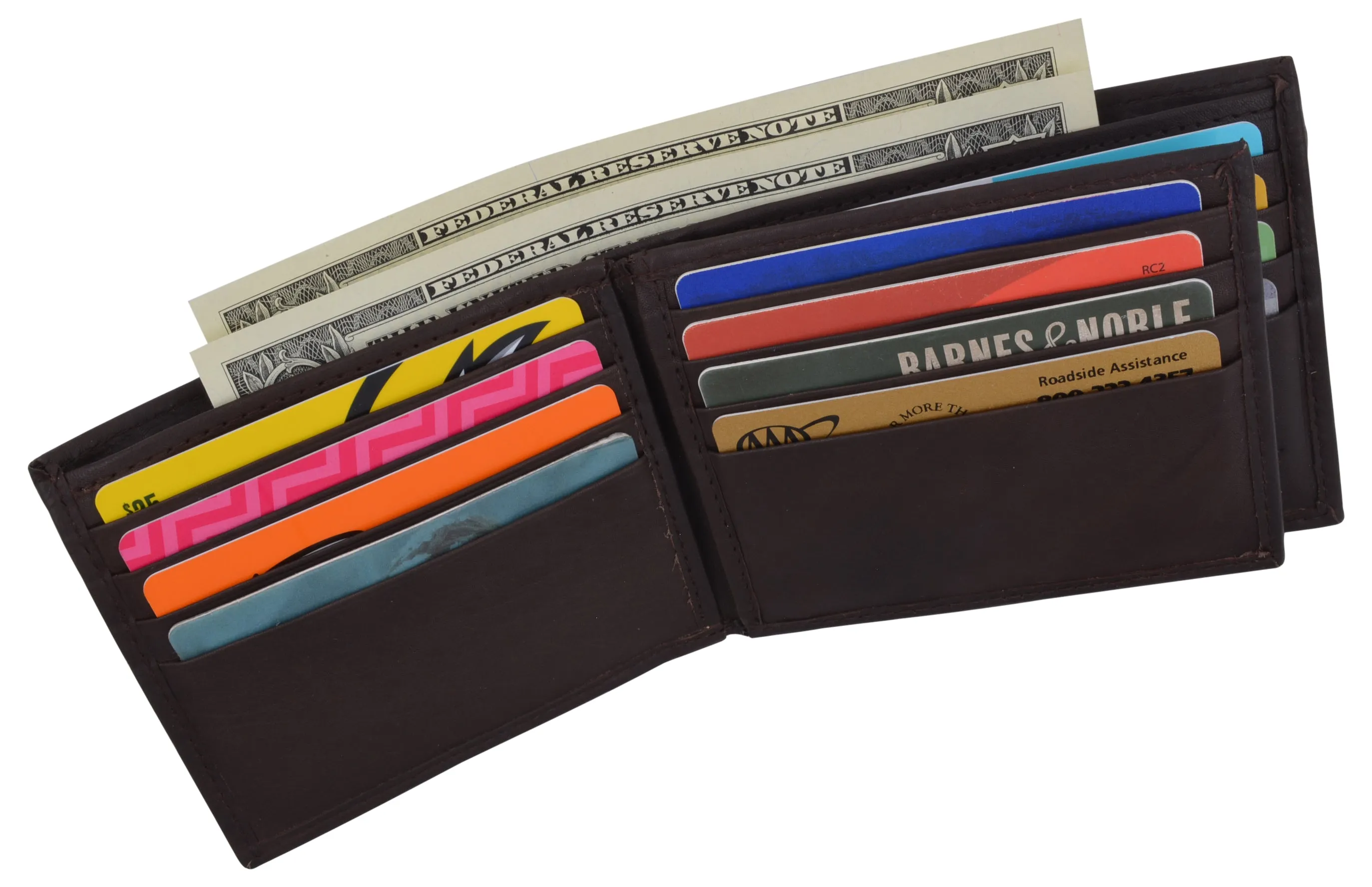 Swiss Marshall Men's RFID Blocking Leather Bifold Multi-Card Center Flap Wallet