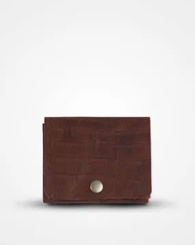 TAN CROC PRINT NATIVE BATUA - SLIM LEATHER WALLET