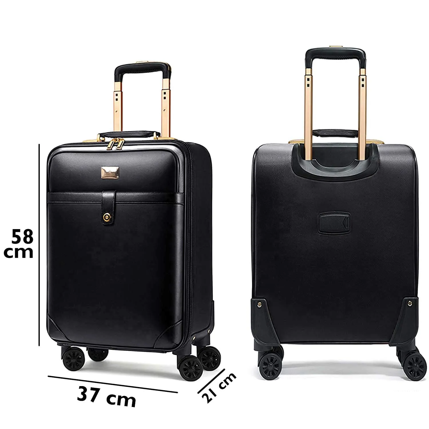 THE CLOWNFISH Luxury 22 Inch Unisex Synthetic Softsided Spinner Travel Suitcase Business Luggage Briefcase And Laptop Roller Case - 801(Black)