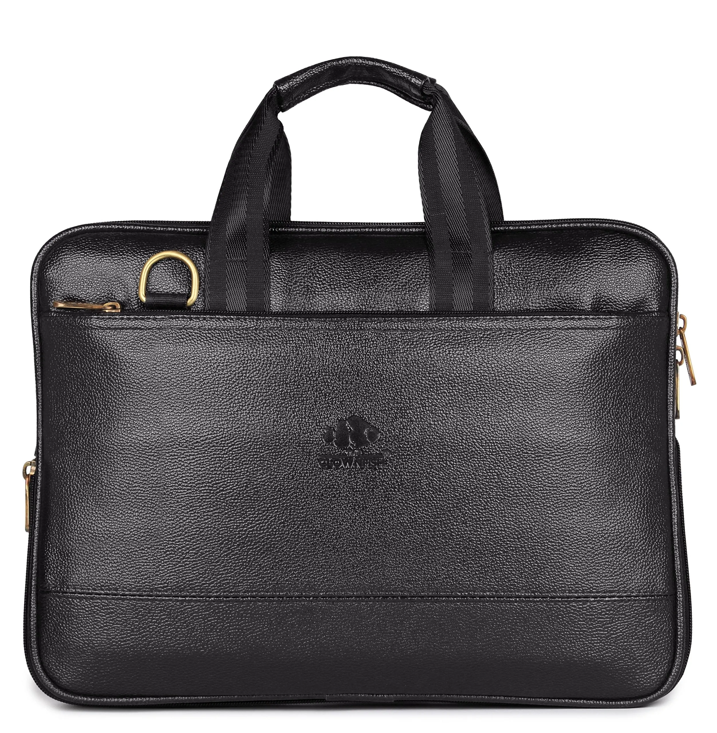 The Clownfish Messiah Vegan Leather 14 inch Black Laptop Briefcase