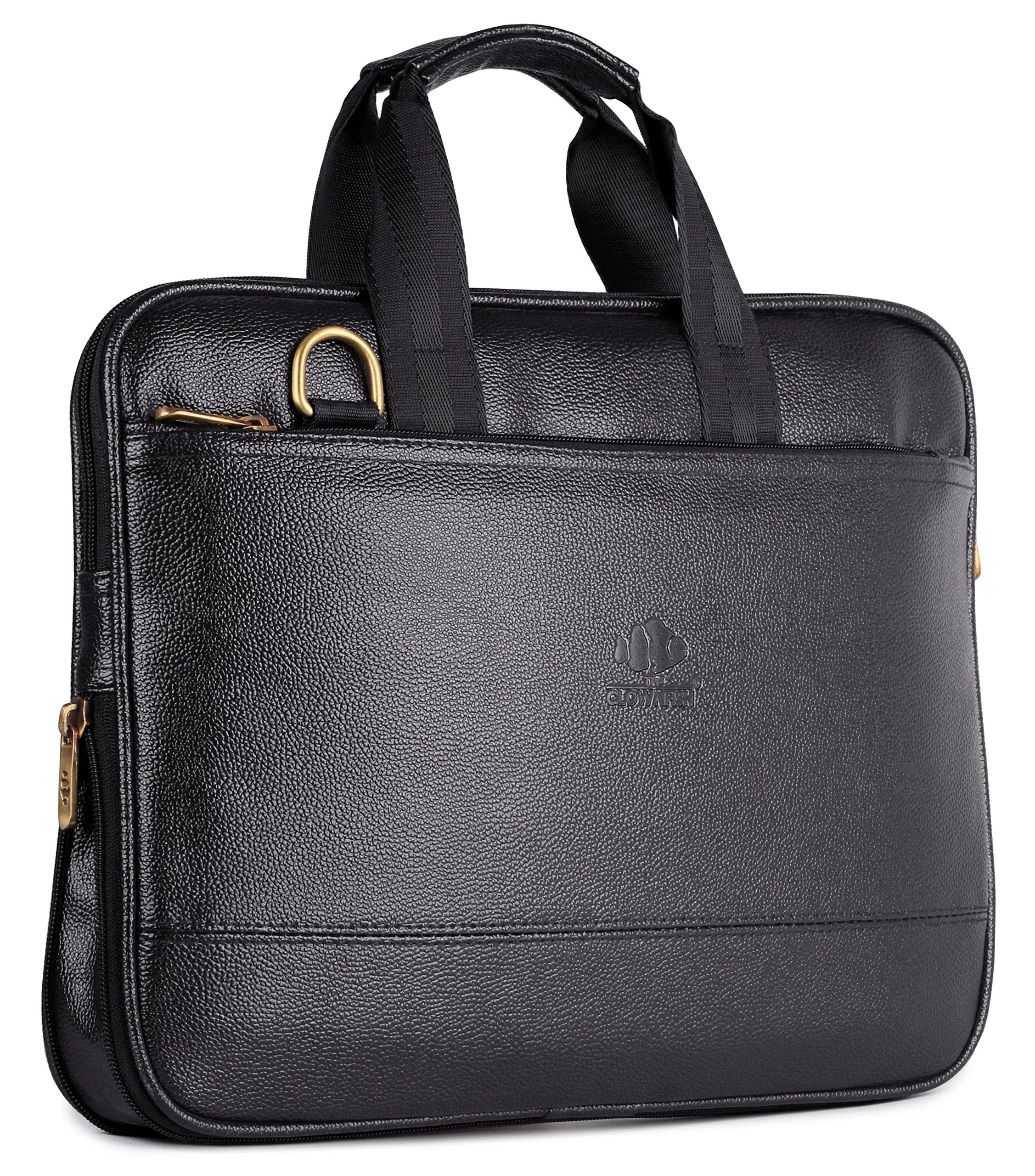 The Clownfish Messiah Vegan Leather 14 inch Black Laptop Briefcase