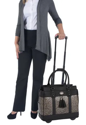 THE DALLAS Rolling Briefcase for Women - Western Style Laptop Bag with Wheels, Fits 13"-17" Laptops