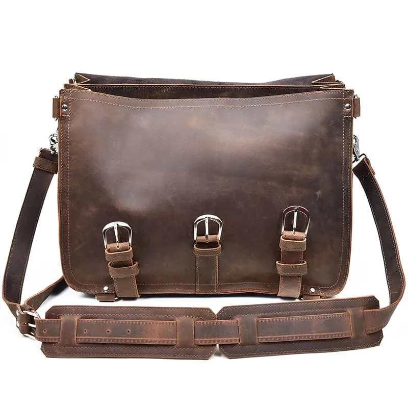 The Gustav Messenger Bag | Large Capacity Vintage Leather Messenger Bag