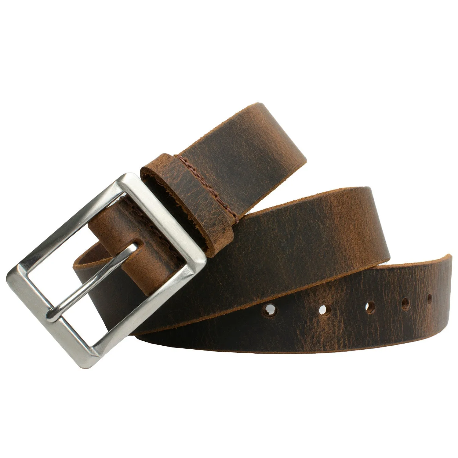 The Site Manager Distressed Leather Brown Work Belt & Wallet Set by Nickel Smart®