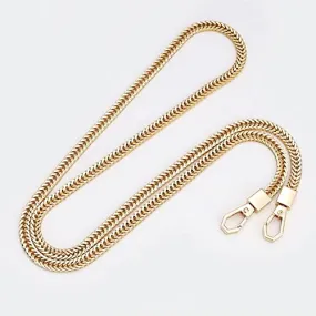 Tia Purse Shoulder Bag Chain Strap Handle, Handbag Purse Chain Replacement, Purse, Clutch making, Decoration & DIY (Golden Flat Chain with Heavy Hexa Hook-120Cm-1 Pc)