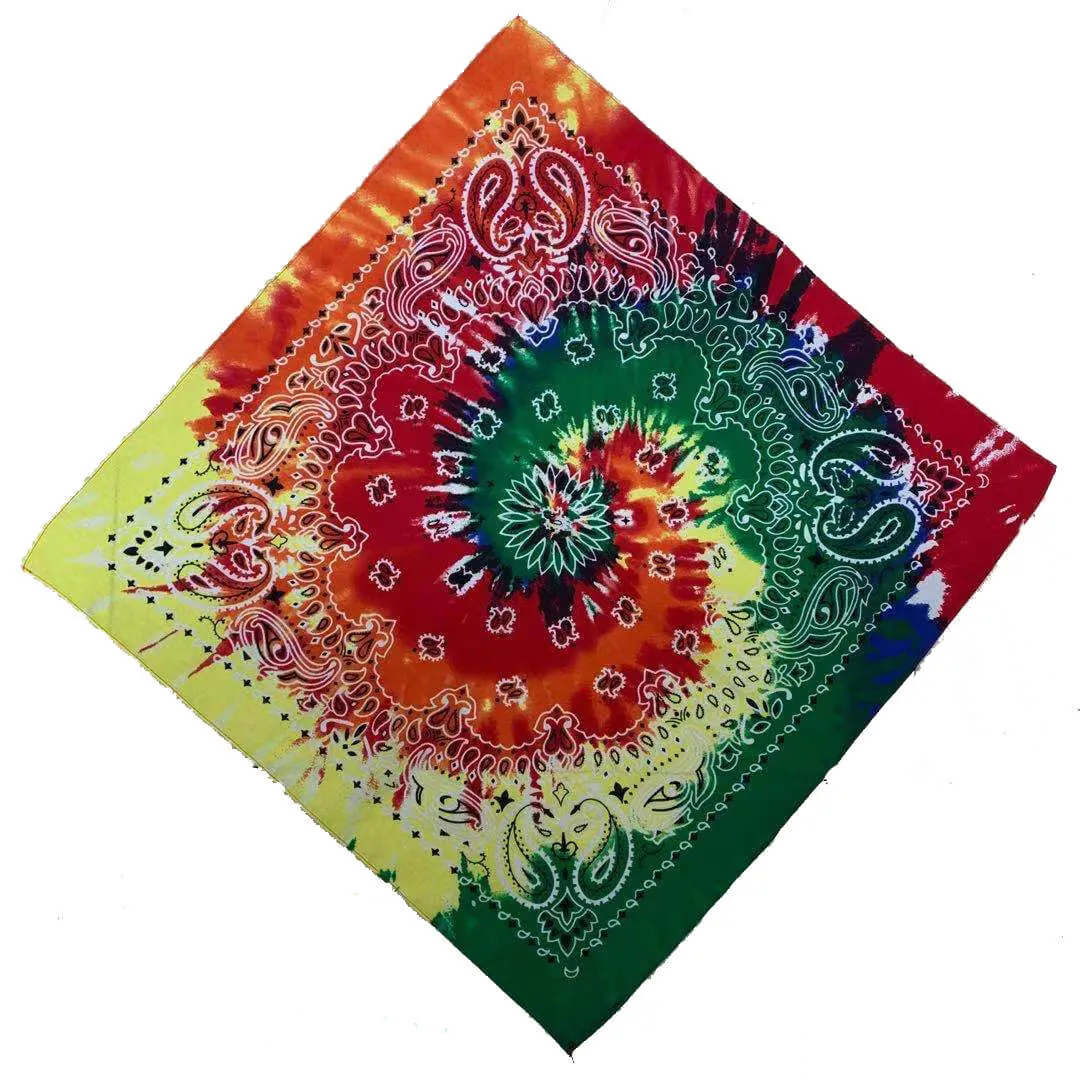 Tie-Dye Psychedelic Square Scarf (12 Pieces) Hippie Party Game Role-Playing Bandana