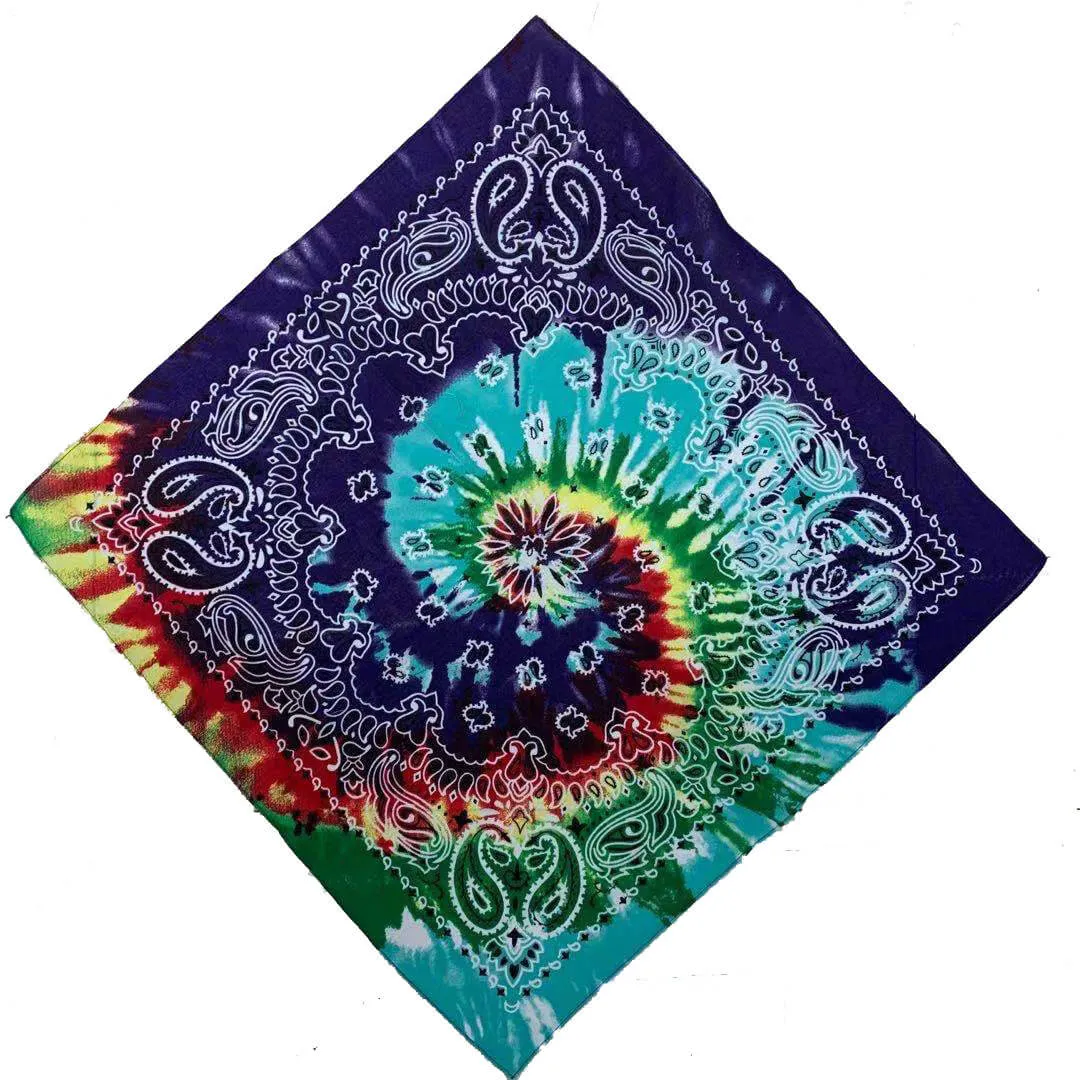 Tie-Dye Psychedelic Square Scarf (12 Pieces) Hippie Party Game Role-Playing Bandana