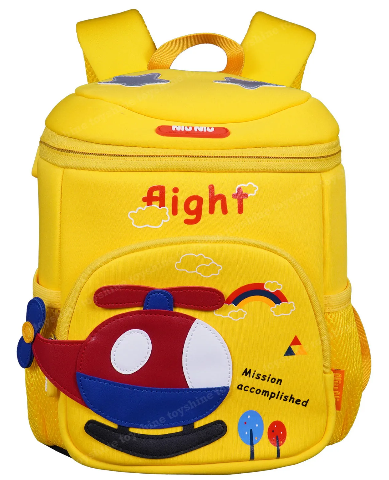 Toyshine 12" Helicopter Design Backpack for Kids Girls Boys Toddler Backpack Preschool Nursery Travel Bag,Mini Size - Yellow