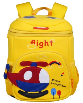 Toyshine 12" Helicopter Design Backpack for Kids Girls Boys Toddler Backpack Preschool Nursery Travel Bag,Mini Size - Yellow