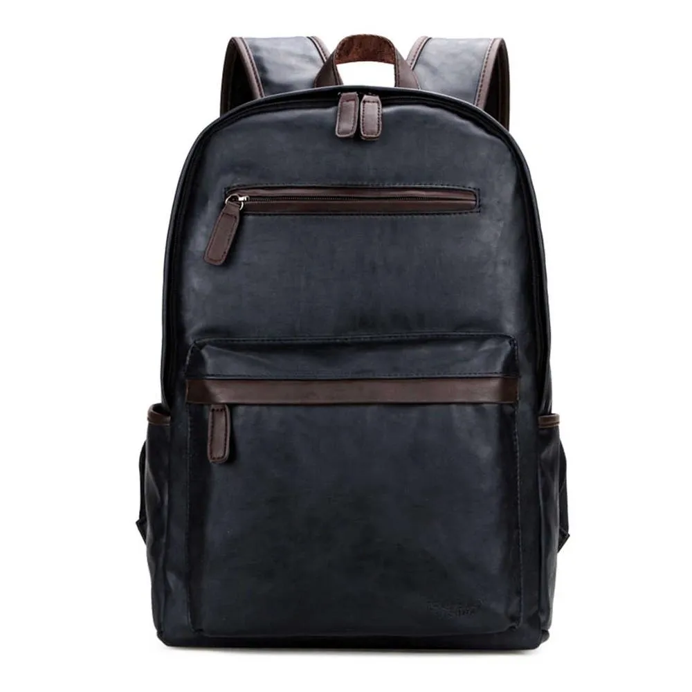 Trendy Silt Pocket Leather Laptop Backpack