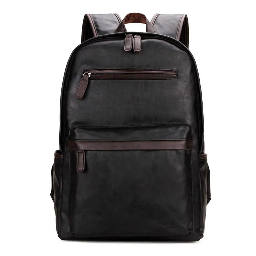 Trendy Silt Pocket Leather Laptop Backpack