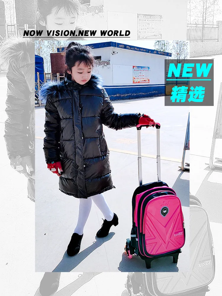 Trolley Children School Bags With Wheels Mochila Kids Backpack Trolley Luggage For Girls Boys backpack Escolar Backbag Schoolbag