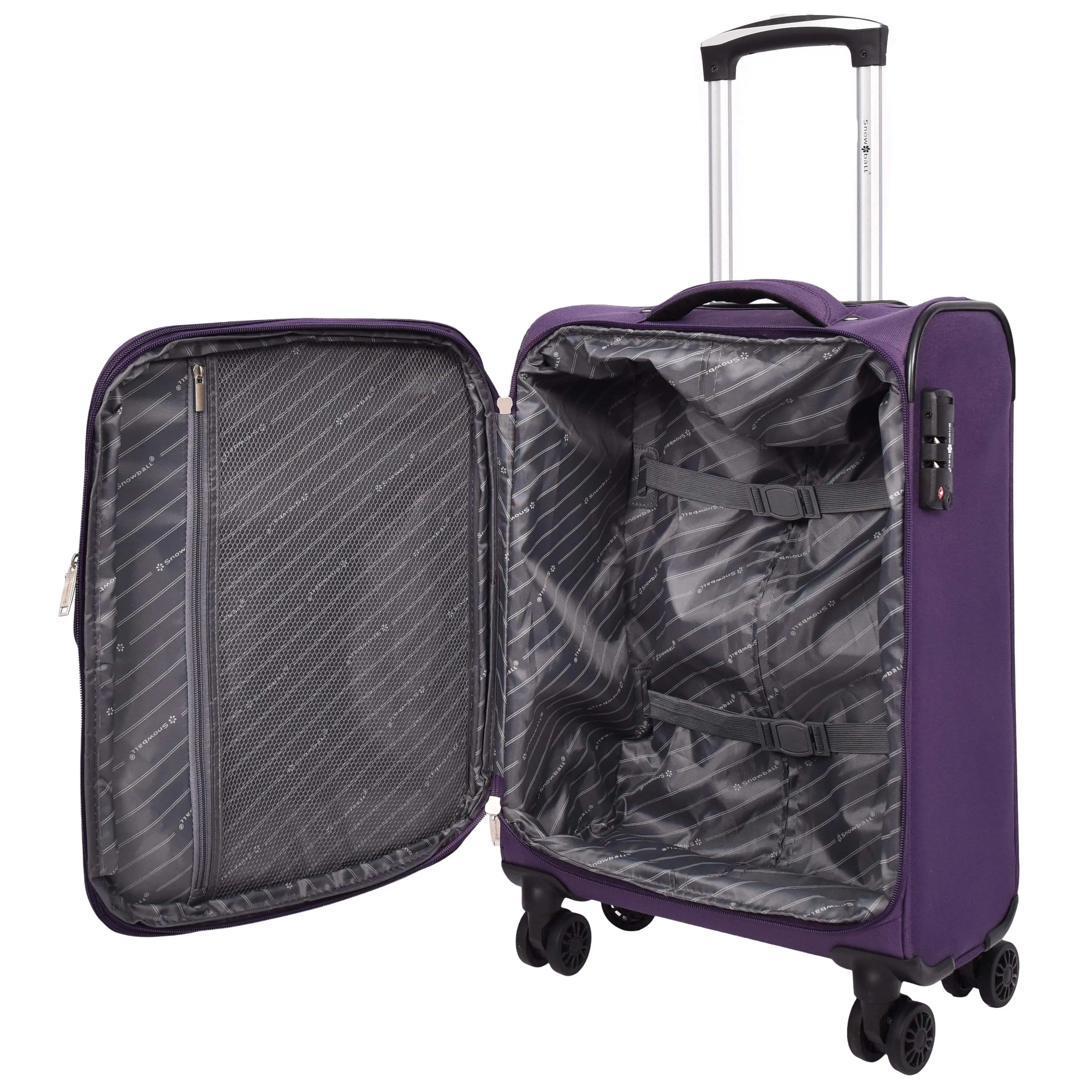 Ultra Lightweight Suitcases Expandable Soft 8 Wheel Luggage Travel Bags Cuba Purple