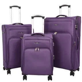 Ultra Lightweight Suitcases Expandable Soft 8 Wheel Luggage Travel Bags Cuba Purple