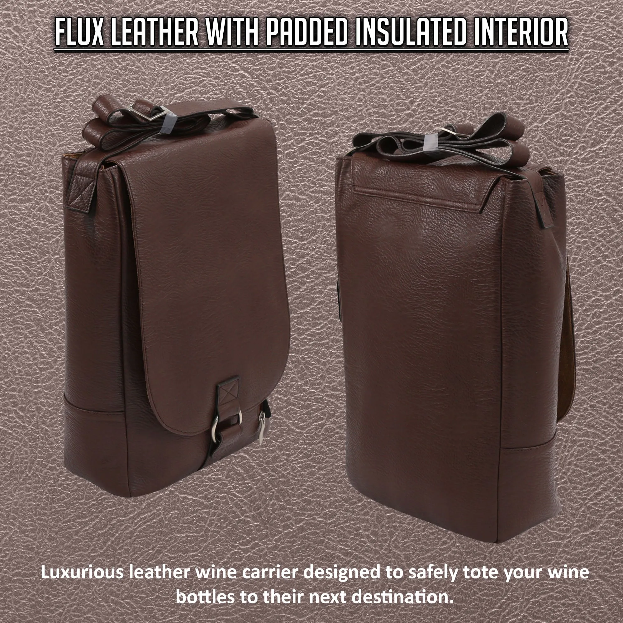 Vino Faux Leather Two Bottle Wine Messenger Bag