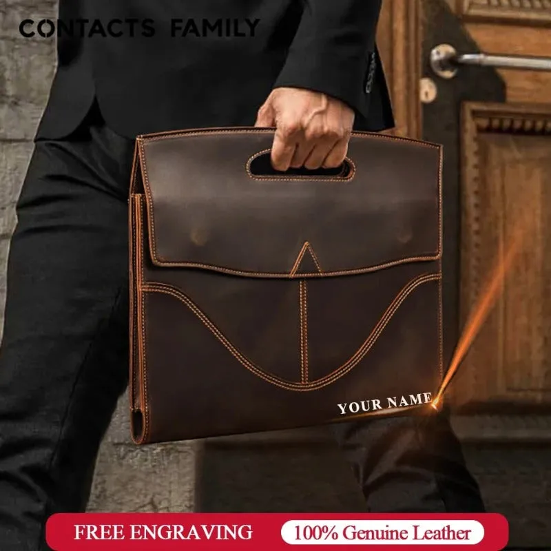 Vintage Genuine Leather Laptop Sleeve Case Men Fashion Casual Office Bag for MacBook