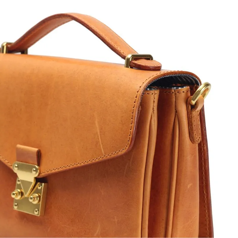 Vintage Vegetable Tanned Cowhide Leather Women's Messenger Bag