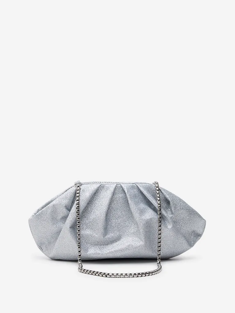 Westside Silver Textured Pleated Sling Bag