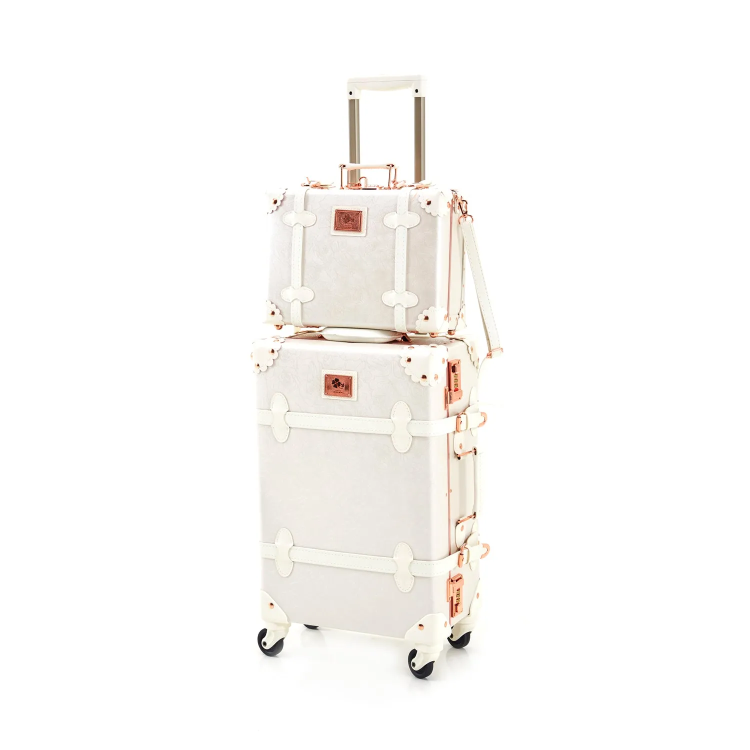 White & Pink Lavish Cosmetic Suitcase