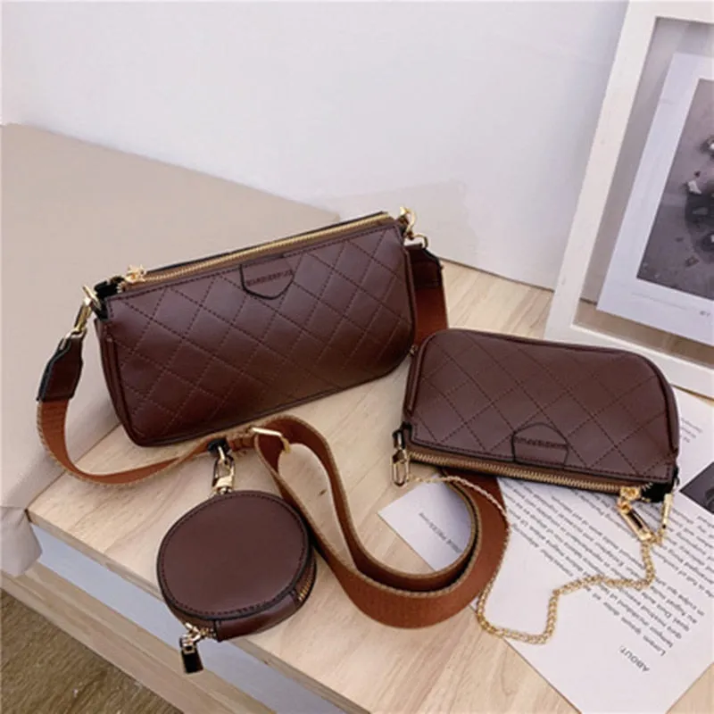 Wild Messenger Bags Female Fashion Letter Flap Plaid Chains Zipper Women's Casual Crossbody Bags