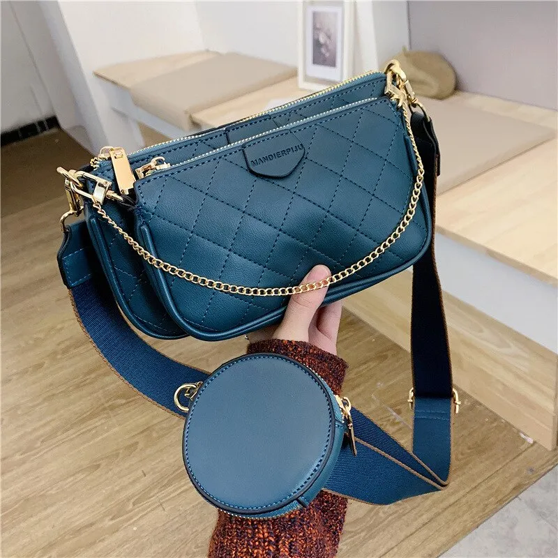 Wild Messenger Bags Female Fashion Letter Flap Plaid Chains Zipper Women's Casual Crossbody Bags