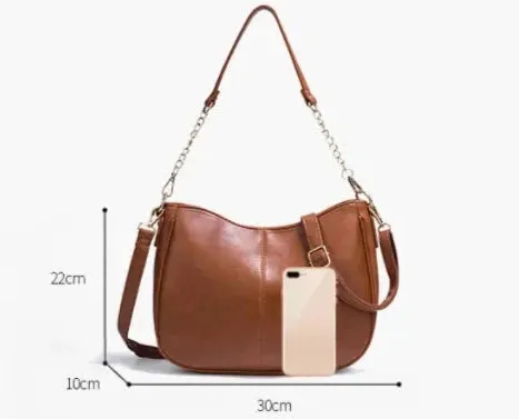 Women's Simple PU Leather Shoulder Messenger Bag