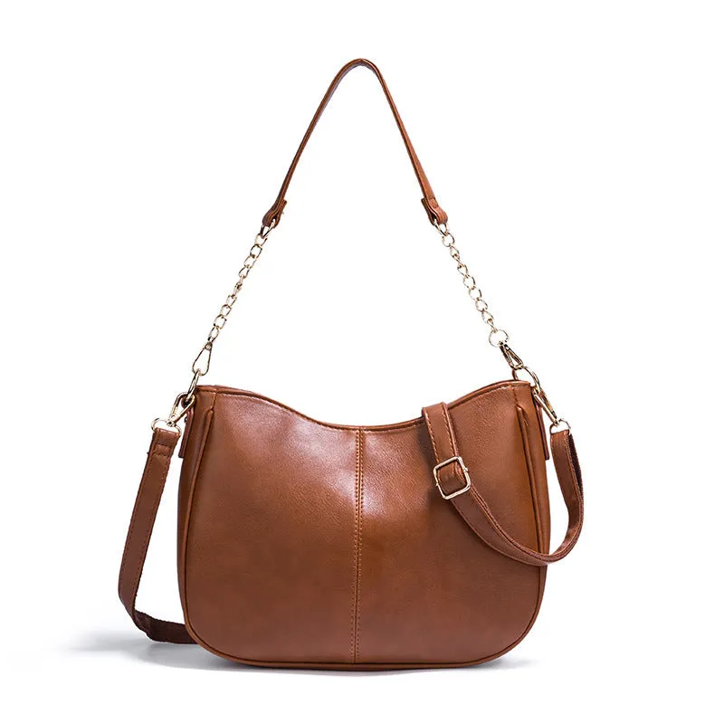 Women's Simple PU Leather Shoulder Messenger Bag