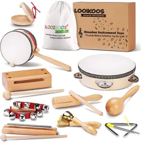 Wooden Toddler Musical Instruments For Kids Preschool Educational Toy With Storage Bag