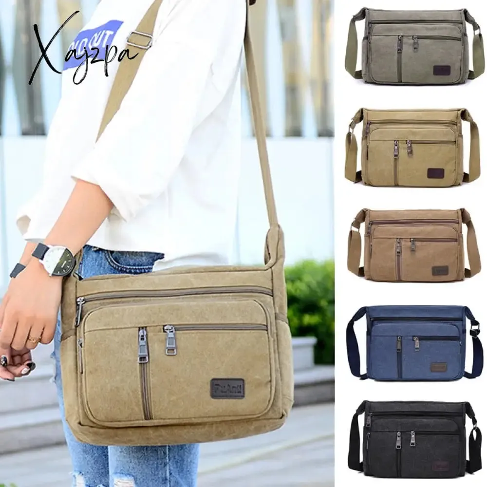 Xajzpa - Outdoor Leisure Retro Business Bag High Capacity Canvas Bag Simple Version Shoulder bag Diagonal Package bag For Men Men's Big