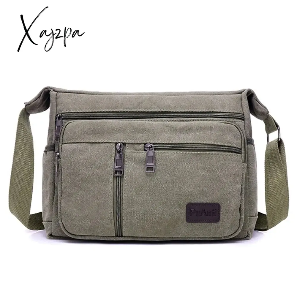 Xajzpa - Outdoor Leisure Retro Business Bag High Capacity Canvas Bag Simple Version Shoulder bag Diagonal Package bag For Men Men's Big