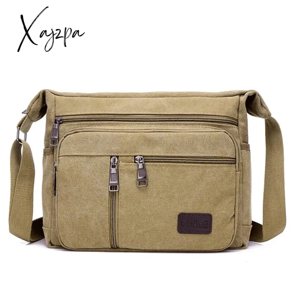 Xajzpa - Outdoor Leisure Retro Business Bag High Capacity Canvas Bag Simple Version Shoulder bag Diagonal Package bag For Men Men's Big